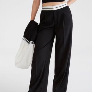 PLT stylish wide black pants with white size M